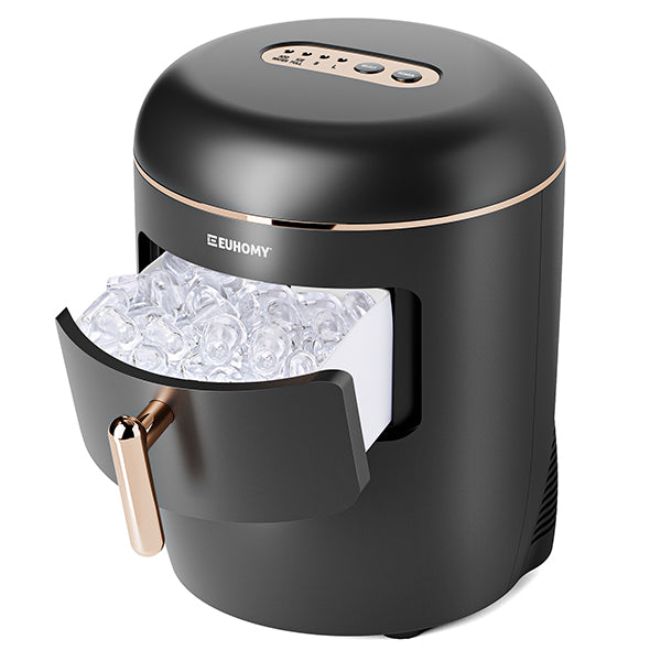 1.6lbs Matte Black Circular Bullet Ice Maker IM11D Euhomy