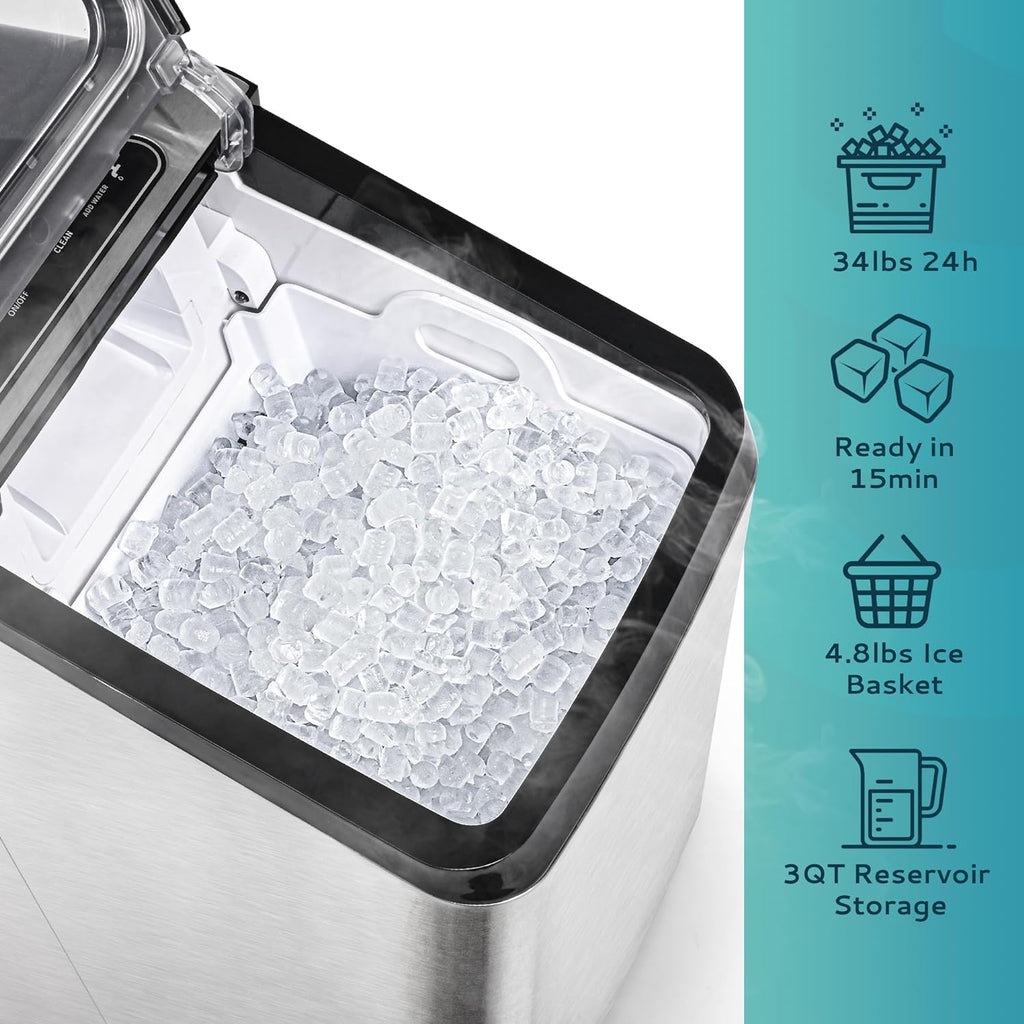 Euhomy Nugget Ice Maker Countertop, Ice Maker 26-30lbs/Day, Self