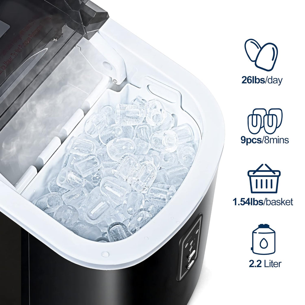 Euhomy Ice Maker Machine Countertop Black IM-05D w Self Cleaning Function