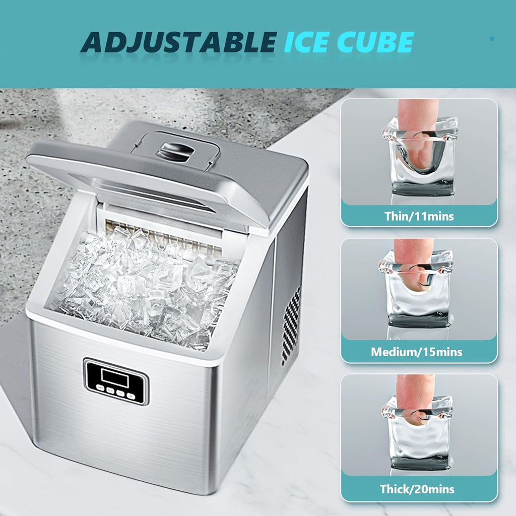 Euhomy 40 Lb. Daily Production Cube Clear Ice Portable Ice Maker & Reviews
