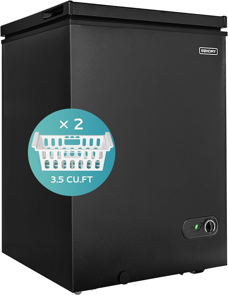 Chest Freezer 5 Cu.Ft Deep Freezer, Quiet Compact Freezer with Adjustable  Thermostat Control and Removable Wire Basket, For Apartments Kitchen  Bedroom