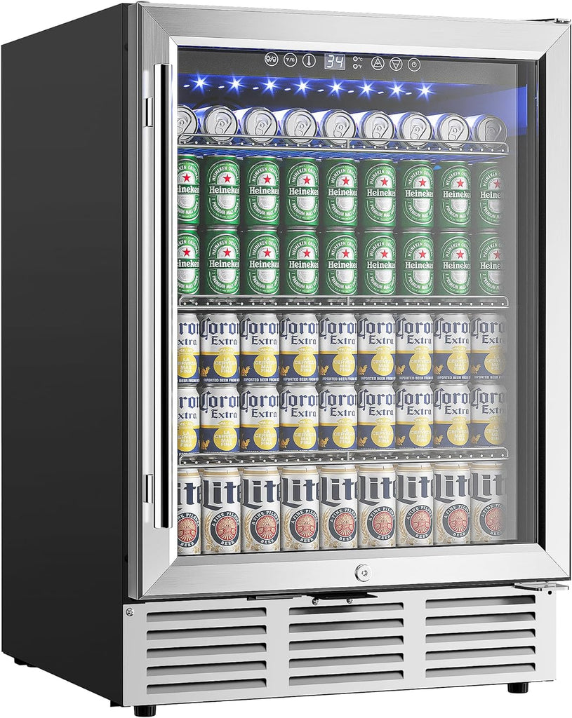 EUHOMY Beverage Refrigerator and Cooler, 126 Can Mini fridge with Glass  Door, Small Refrigerator with Adjustable Shelves for Soda Beer or Wine,  Perfect for Home/Bar/Office (Slive). - Coupon Codes, Promo Codes, Daily