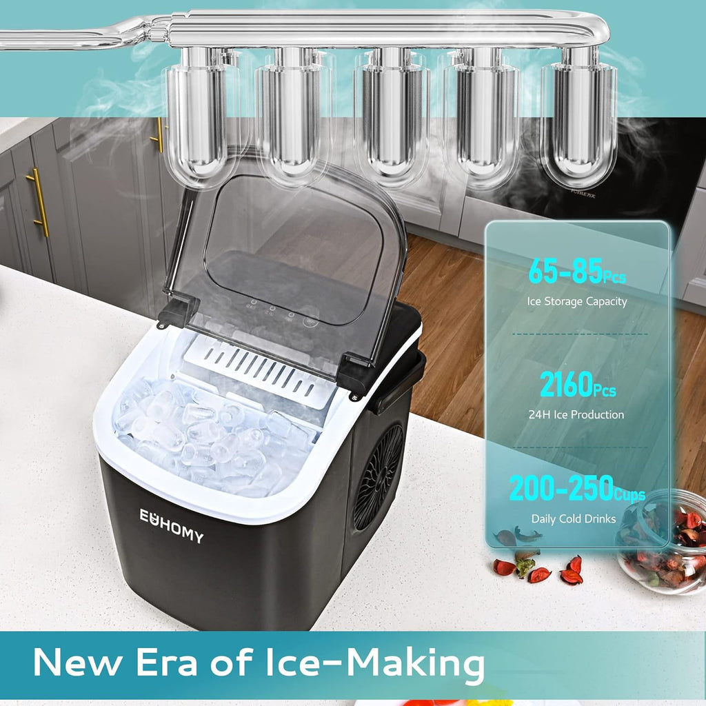 Euhomy Ice Maker Machine Countertop Black IM-05D w Self Cleaning