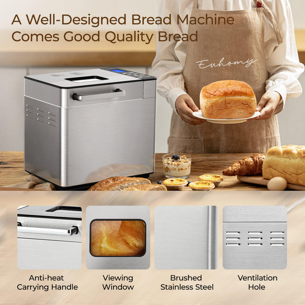 
                      
                        EUHOMY Bread Maker Machine 2LB Bread Maker Ideal for Family Gifts
                      
                    