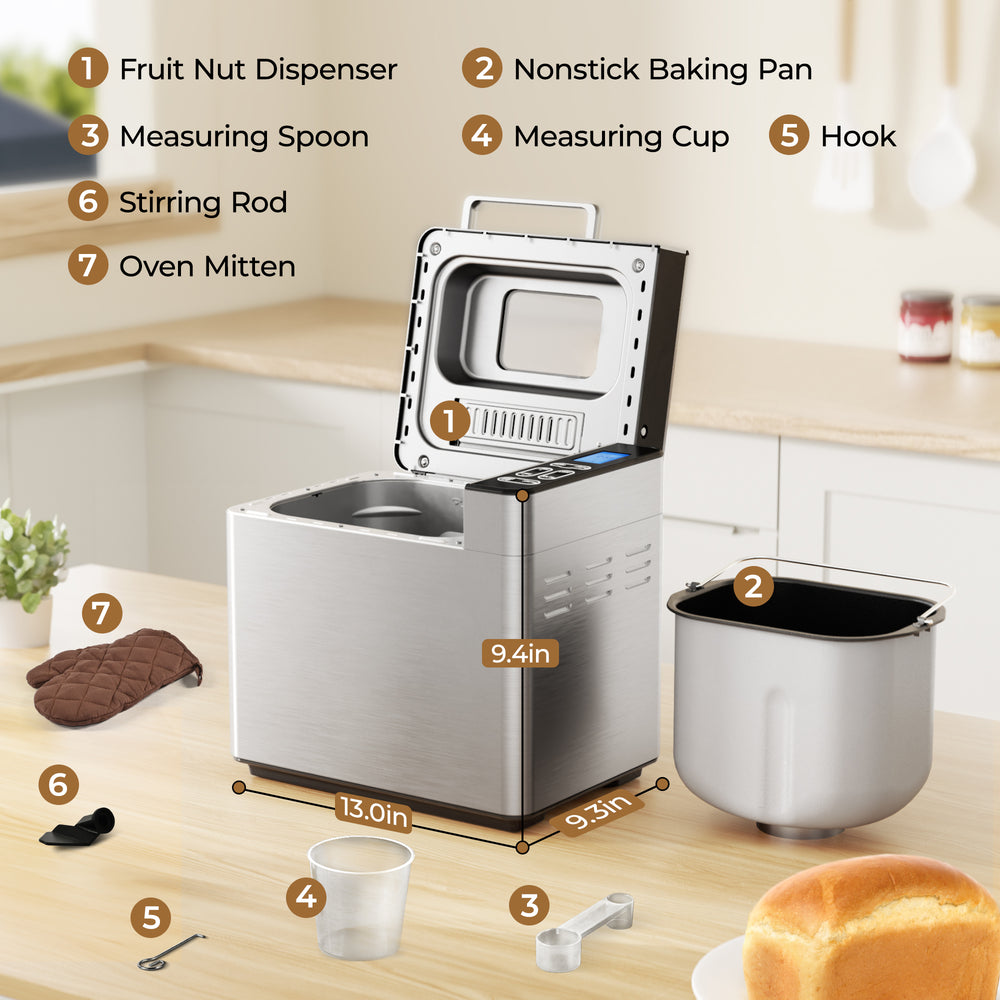 
                      
                        EUHOMY Bread Maker Machine 2LB Bread Maker Ideal for Family Gifts - Euhomy
                      
                    