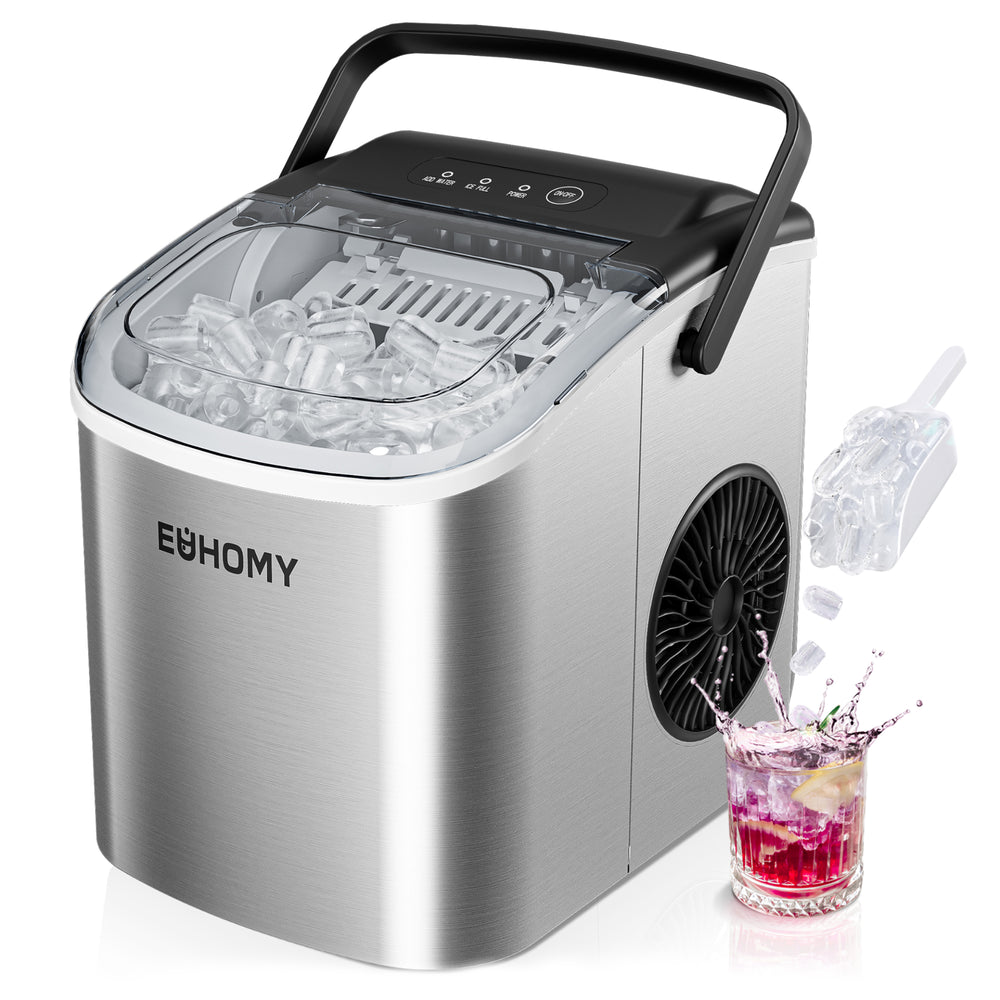 EUHOMY Energy-saving 12'' Silver Bullet Ice Portable Ice Maker with Handle