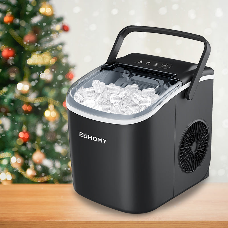 EUHOMY 12'' Black Bullet Ice Portable Low Noise  Ice Maker with Handle