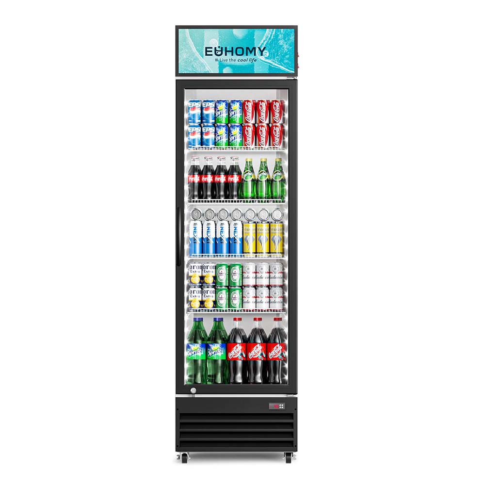 EUHOMY Commercial Display Refrigerator Glass Door Merchandiser Drink Fridge