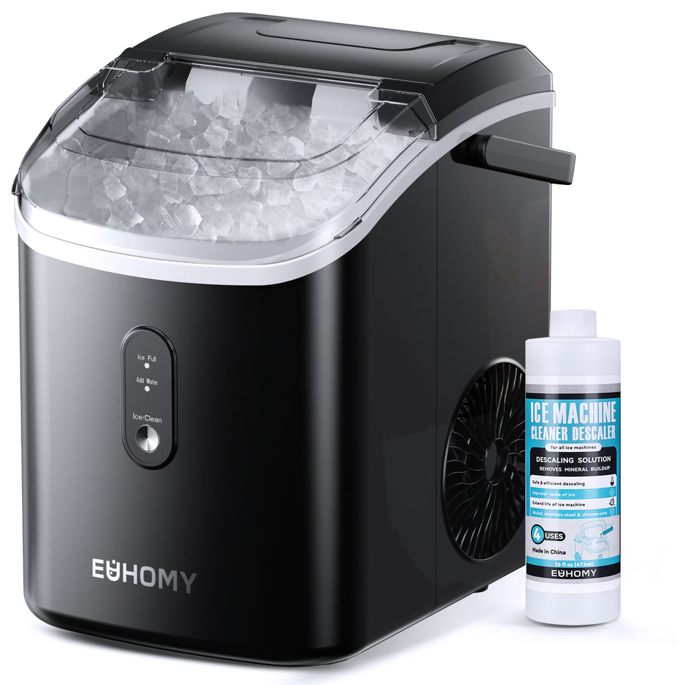 【15%OFF｜Code:BF15】EUHOMY Auto-Cleaning 10'' Nugget Ice Countertop Ice Maker with Handle Including Cleaner Descaler