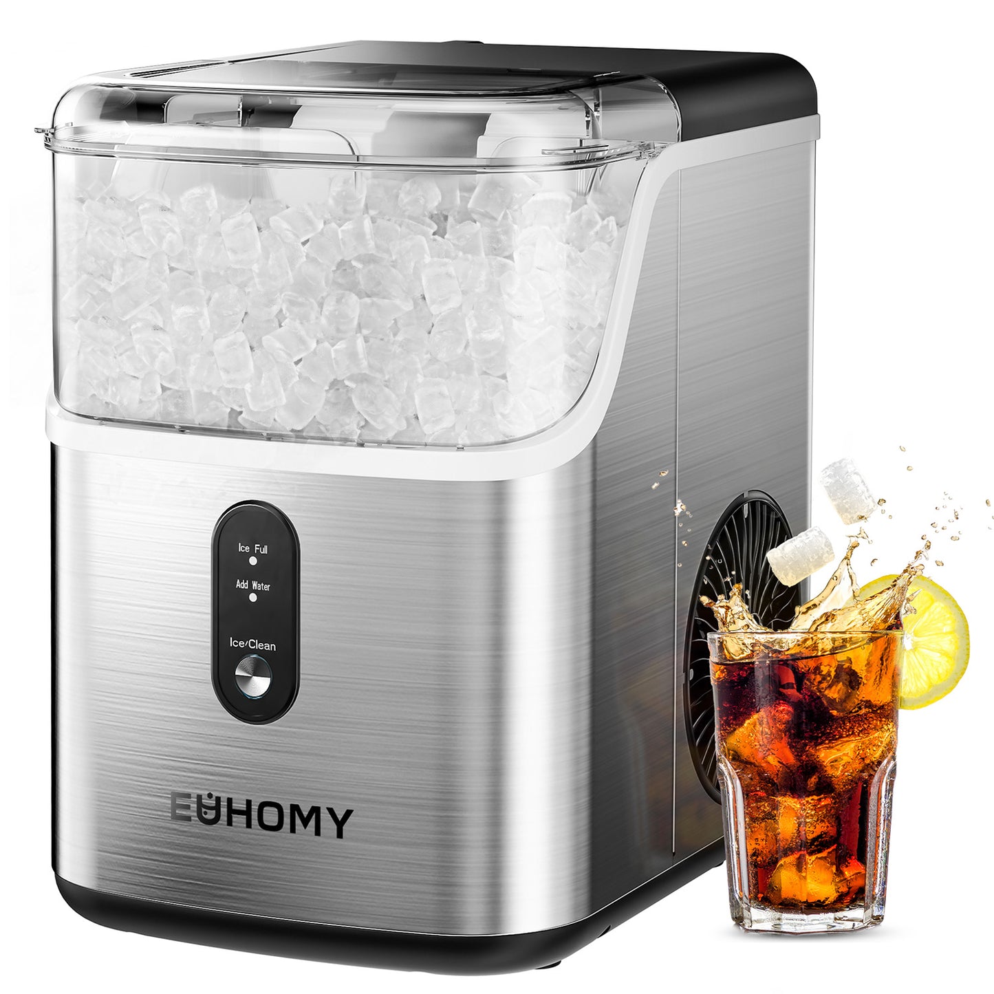 EUHOMY Pebble Ice Maker Machine with 35lbs/24H Soft Ice, Self-Cleaning