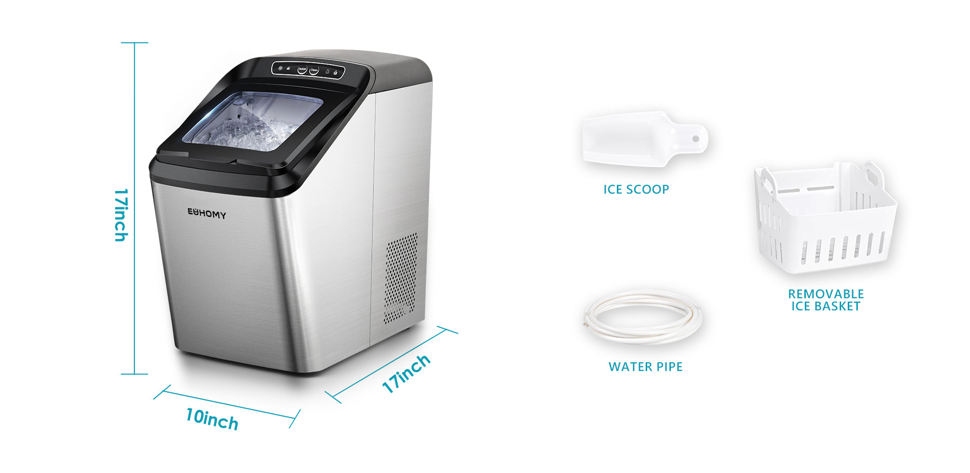EUHOMY Nugget Ice Maker Countertop, 29lbs/Day, 2 Way Water Refill,  Self-Cleaning Pebble Ice Maker Machine with 3Qt Reservoir - AliExpress