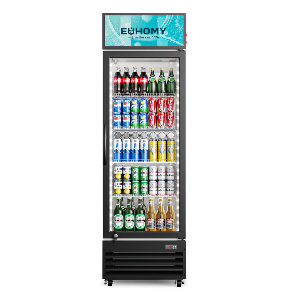 EUHOMY Commercial Display Refrigerator Glass Door Merchandiser Drink Fridge