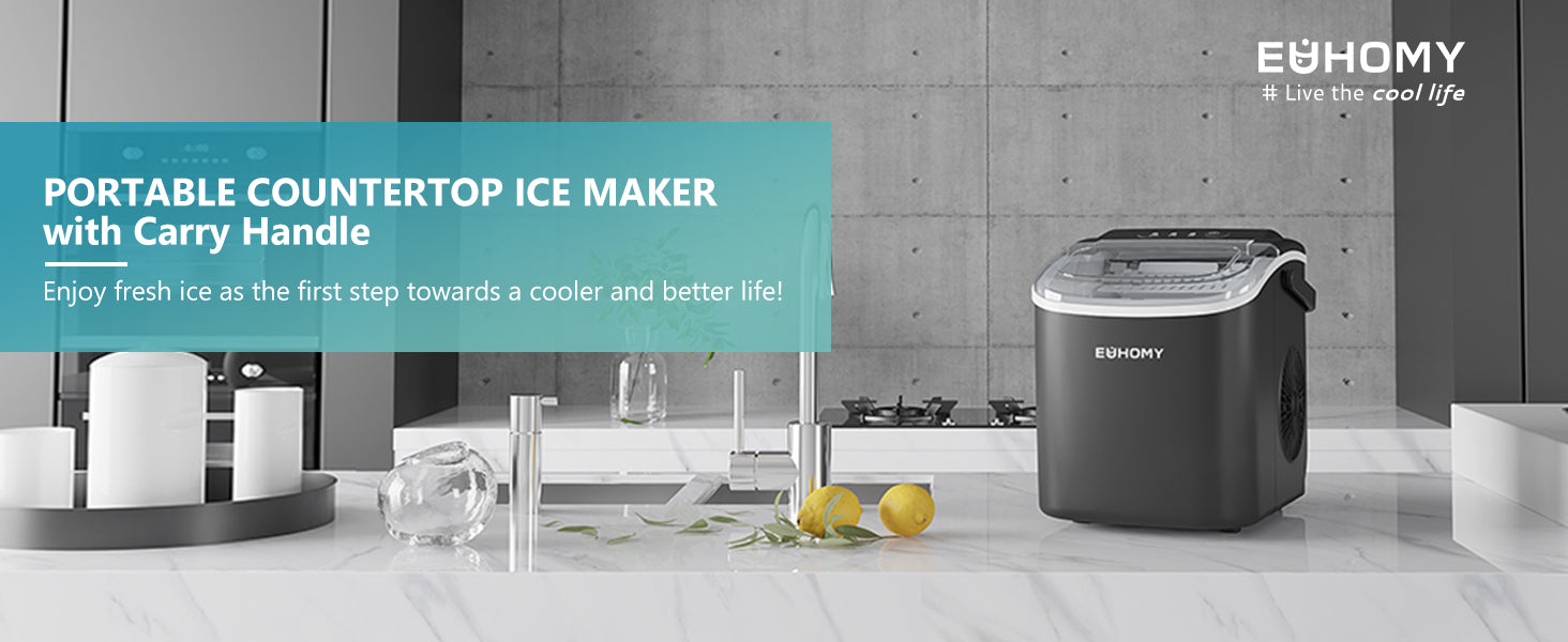 EUHOMY Countertop Ice Maker Machine, 41Lbs/24H Auto Self-Cleaning
