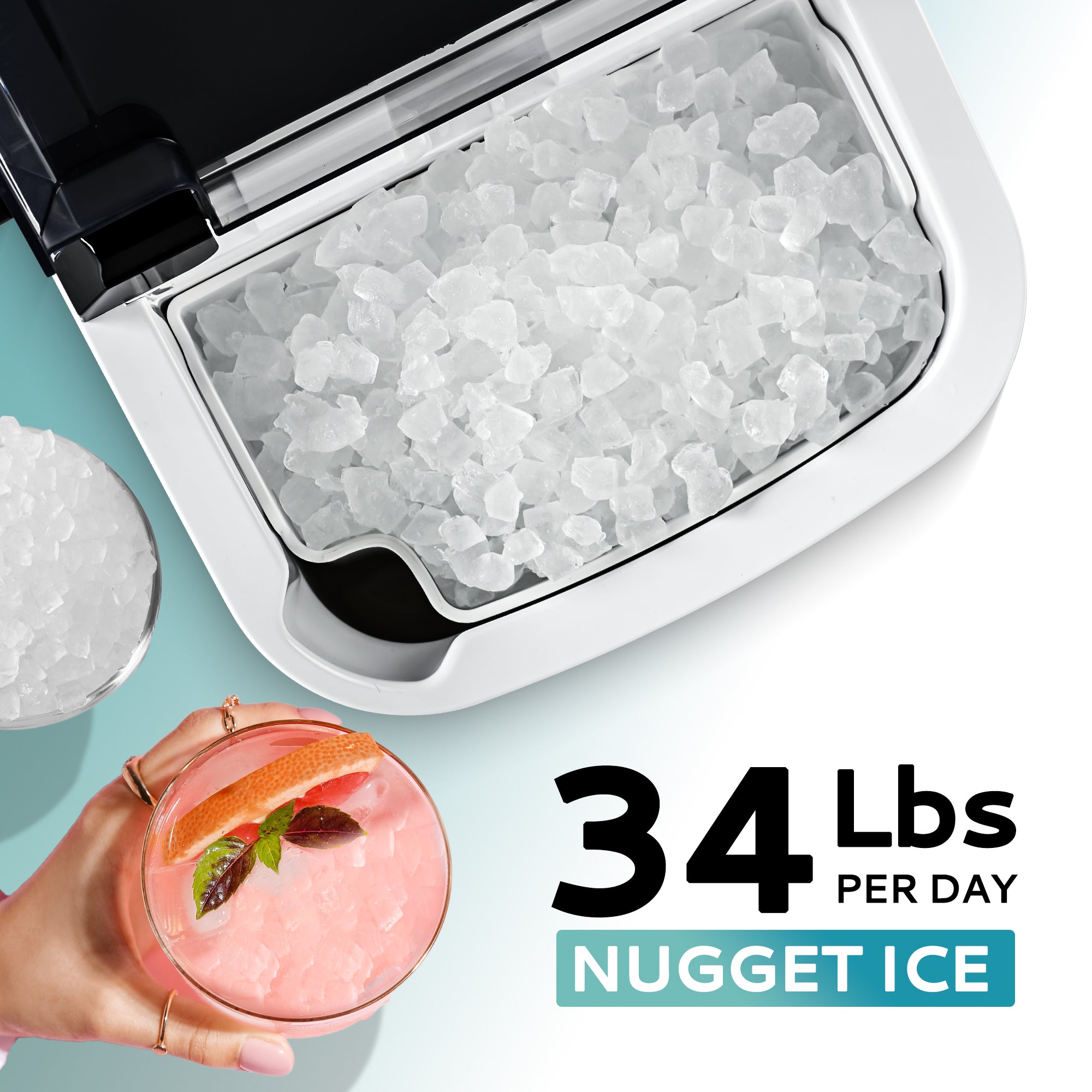EUHOMY 10'' Nugget Ice Countertop Ice Maker with Handle Euhomy