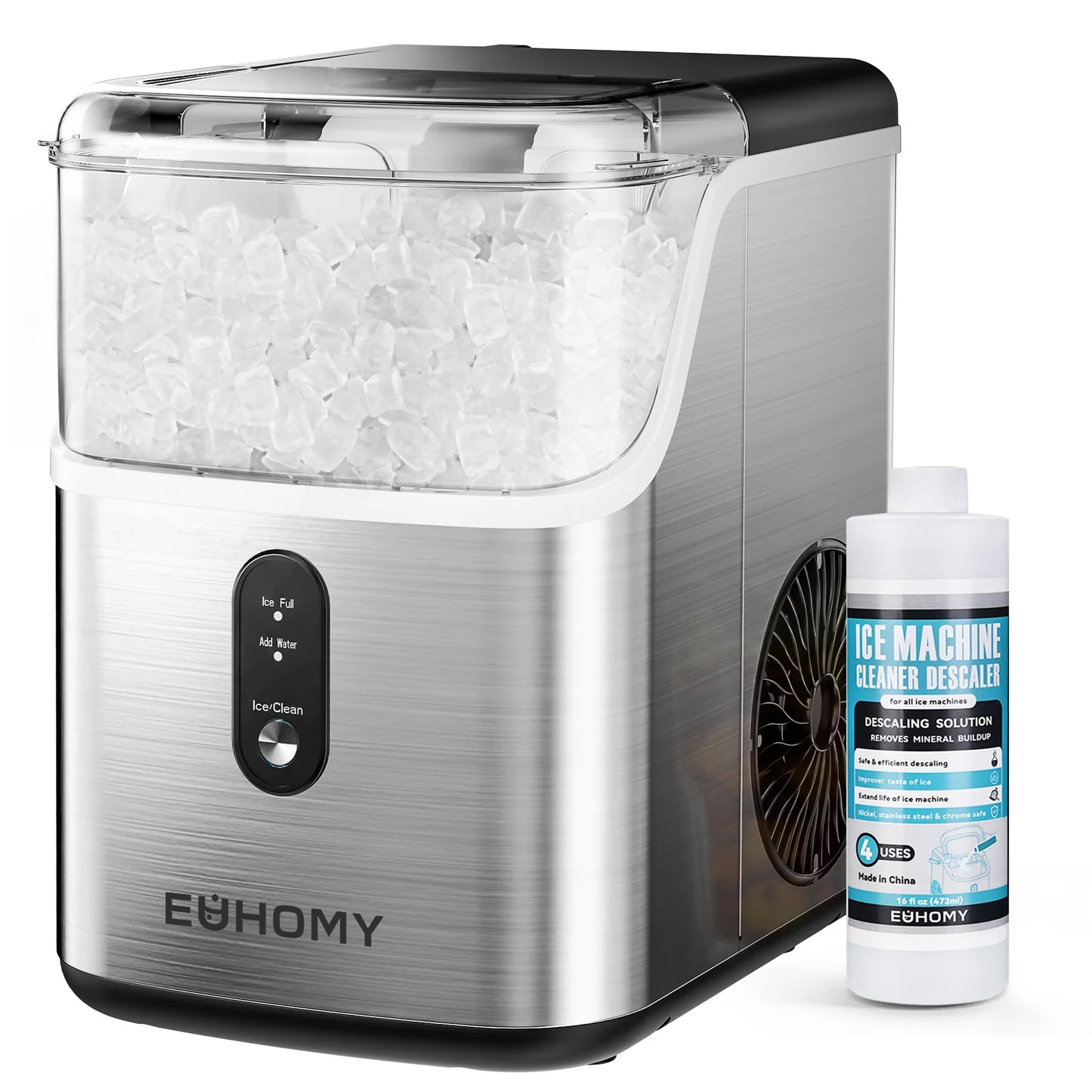 【15%OFF｜Code:BF15】EUHOMY Pebble Ice Maker Machine with 35lbs/24H Soft Ice, Self-Cleaning Including Cleaner Descaler