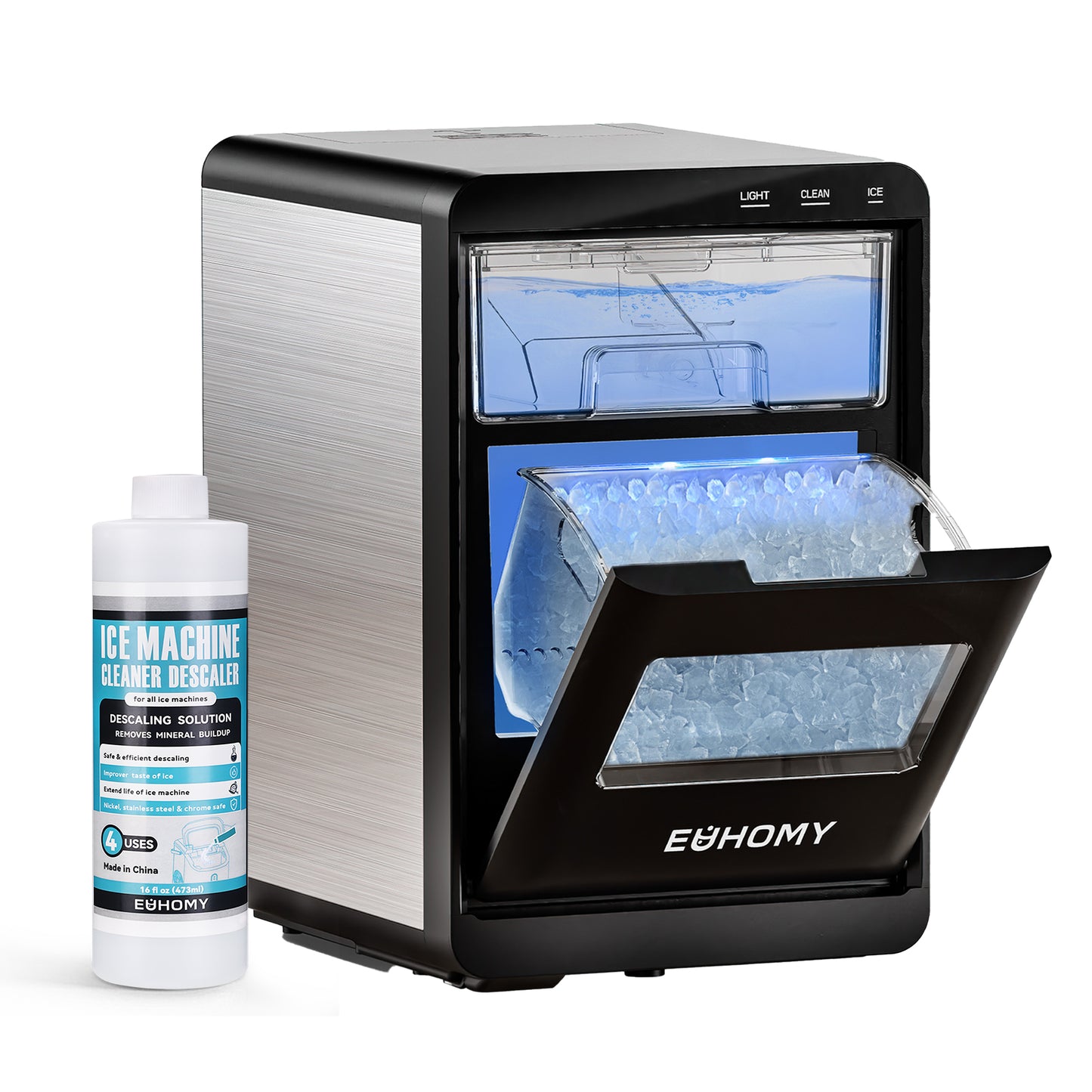 【15%OFF｜Code:BF15】EUHOMY Nugget Ice Maker Countertop, 40Lbs/24H Pebble Ice Maker Machine Including Cleaner Descaler