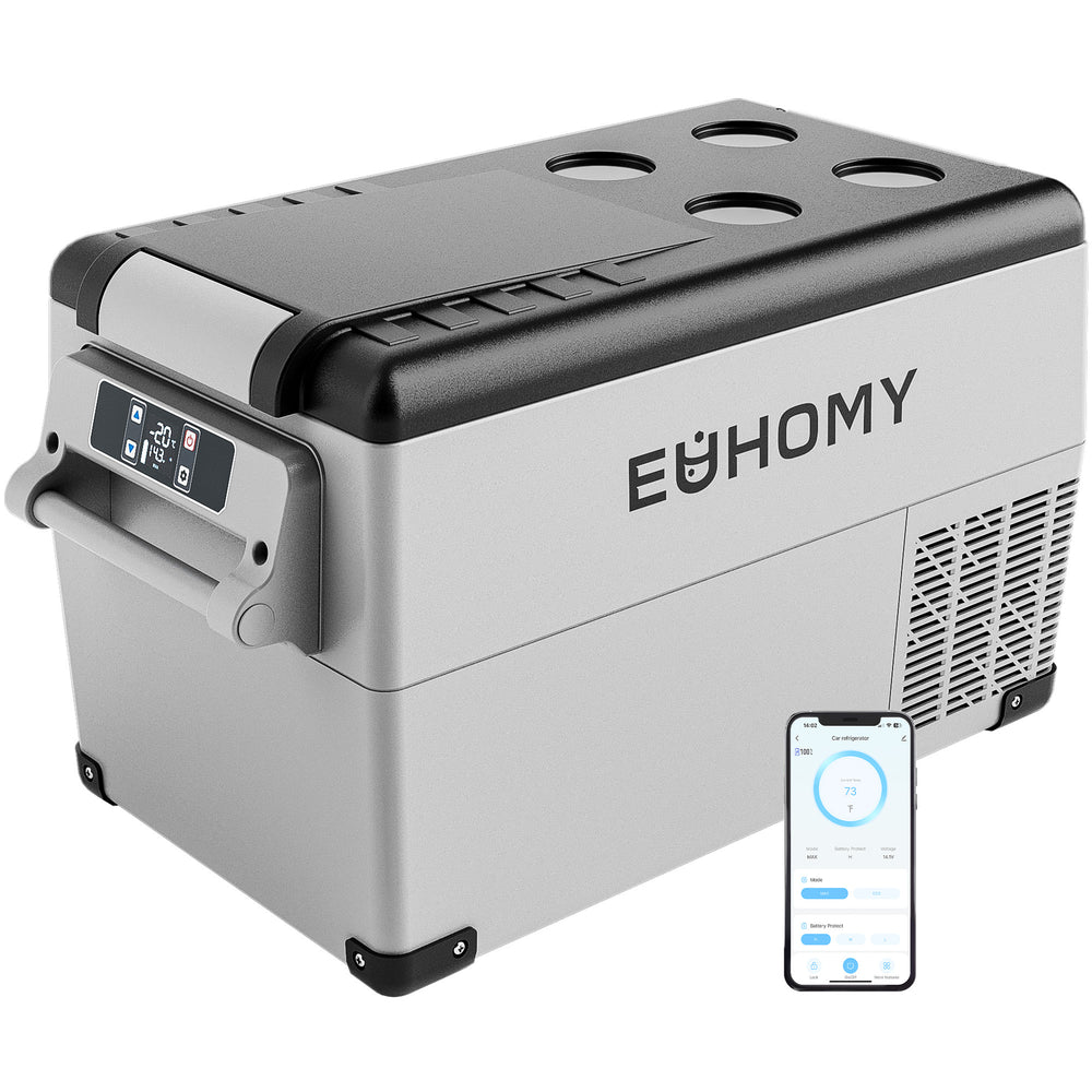 EUHOMY Fast Cooling Electric Cooler 12 Volt Black Gray Portable Car Refrigerator - Euhomy