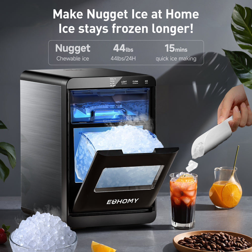 EUHOMY Nugget Ice Maker Countertop, 44Lbs/24H Pebble Ice Maker Machine