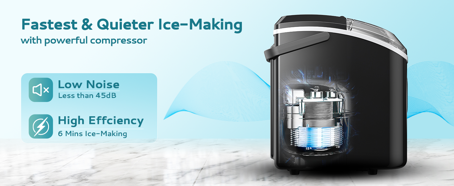 09'' Nugget Ice Countertop Ice Maker 34Lbs/24h. – Euhomy