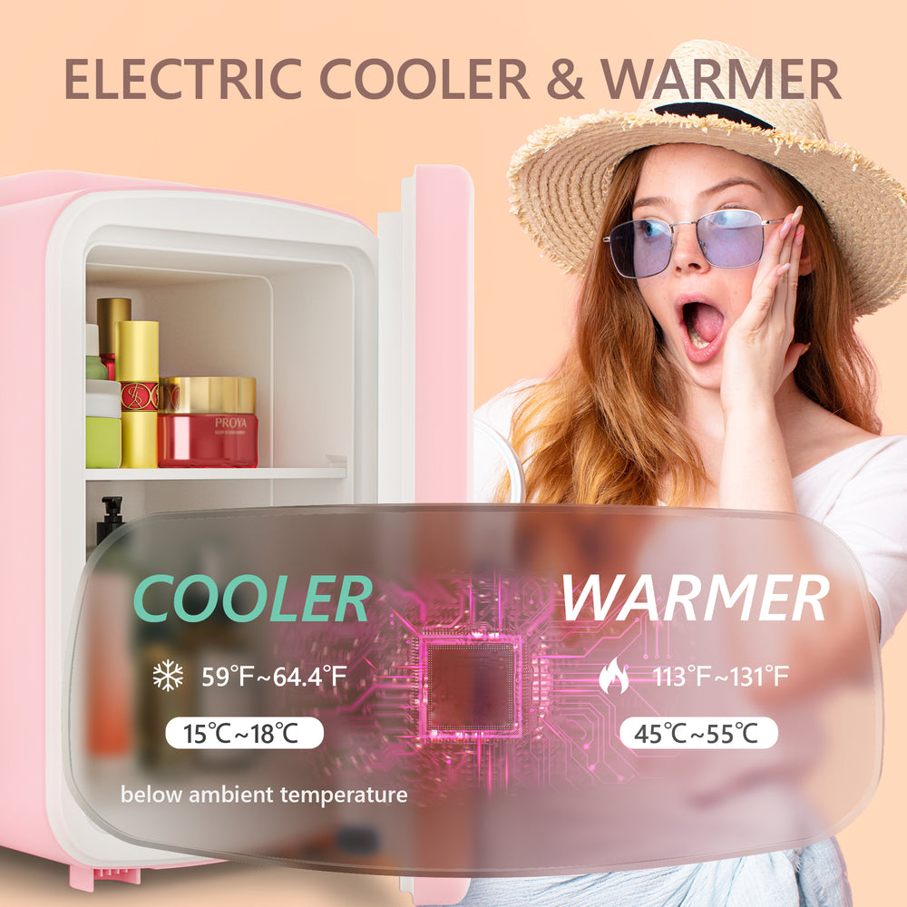 
                      
                        EUHOMY Mini Fridge, 4 Liter/6 Cans Small Refrigerator, Portable Cooler and Warmer for Skin Care, Cosmetics, Beverage, 4L Makeup Mini Fridge
                      
                    