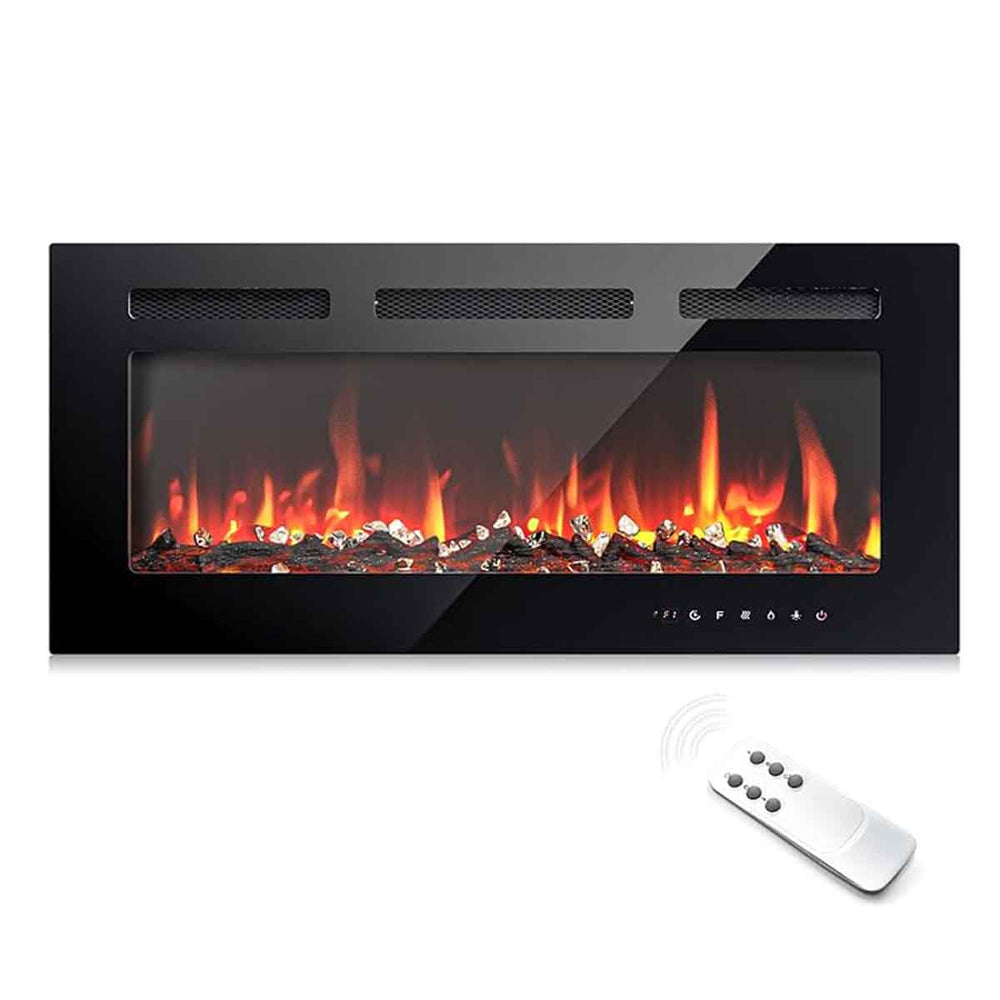 EUHOMY Electric Fireplace Wall Recessed and Wall Mounted with Adjustable Flame Color, Fireplace Heater with Remote Control, Linear Fireplace - Euhomy