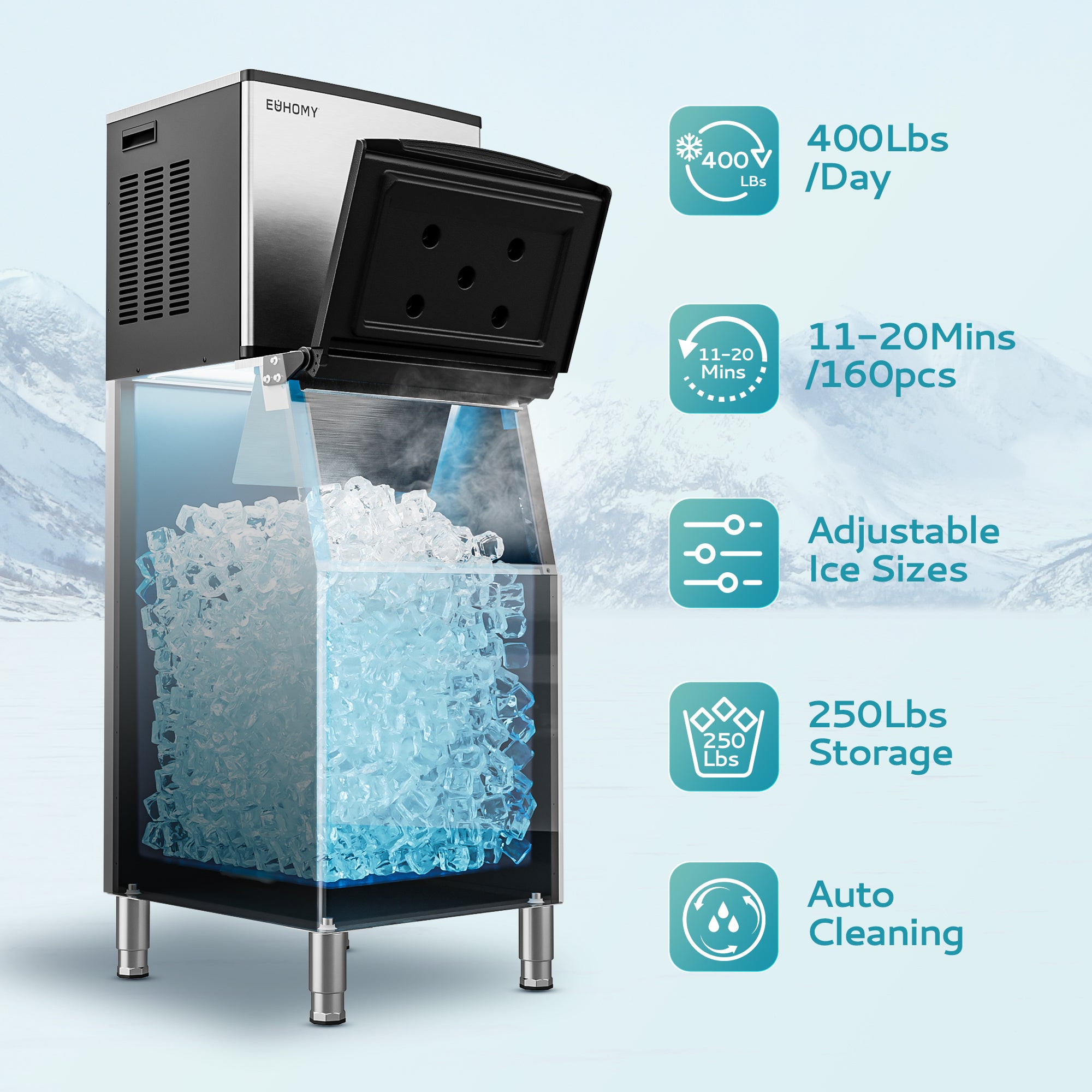 EUHOMY 400Lbs/24H Commercial Ice Maker Machine – Euhomy