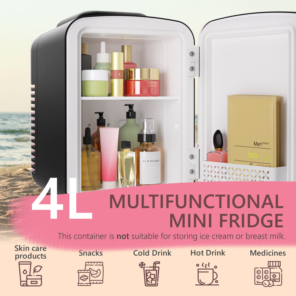 
                      
                        EUHOMY Mini Fridge, 4 Liter/6 Cans Small Refrigerator, Portable Cooler and Warmer for Skin Care, Cosmetics, Beverage, 4L Makeup Mini Fridge
                      
                    