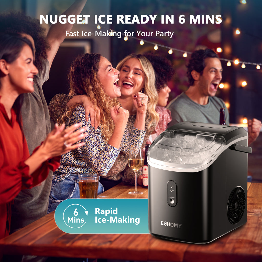 EUHOMY 10'' Nugget Ice Countertop Ice Maker with Handle Euhomy