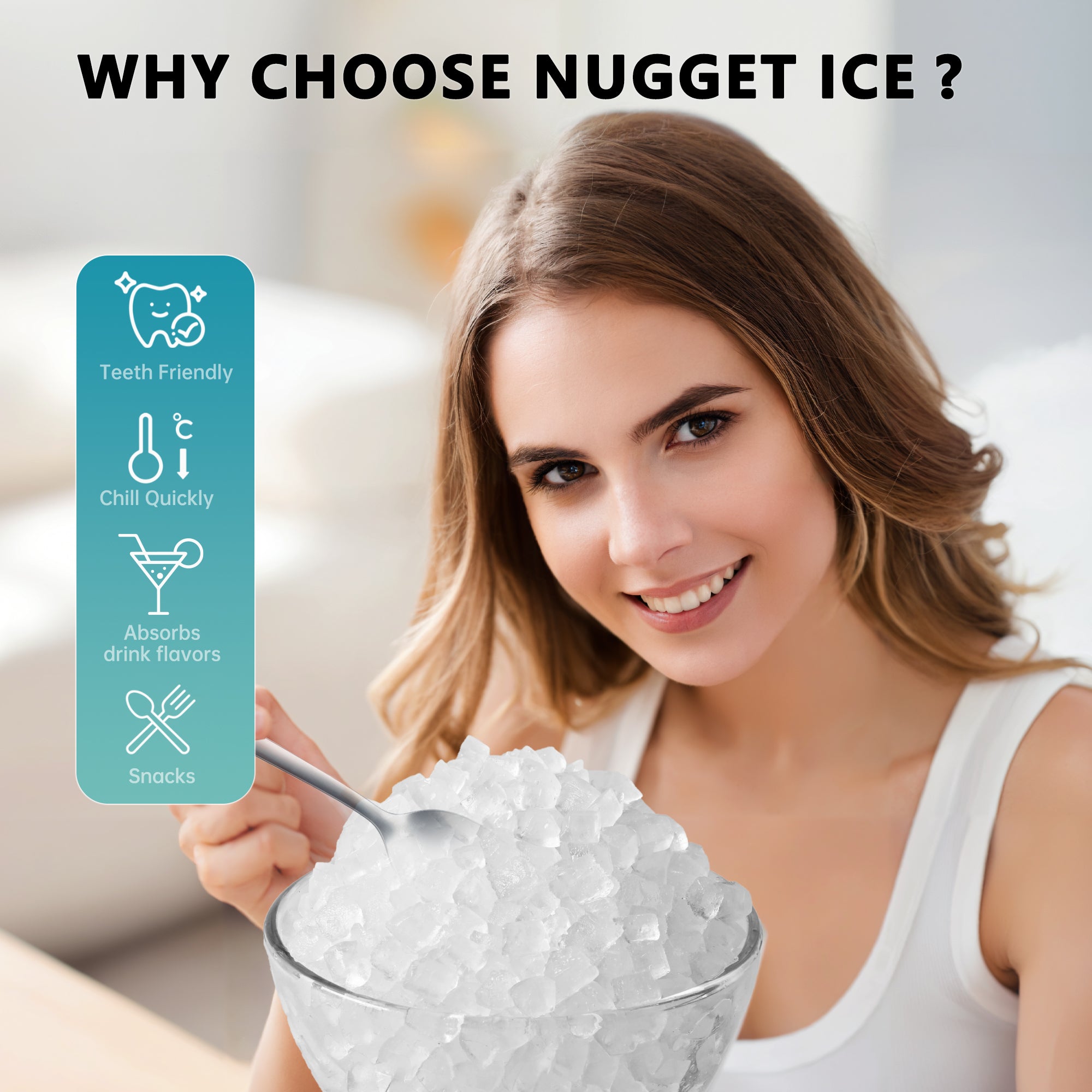 EUHOMY 10'' Nugget Ice Countertop Ice Maker with Handle Euhomy