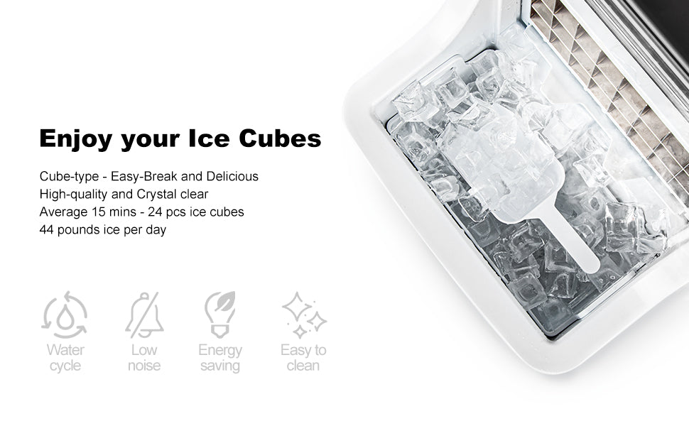  Ice Makers Countertop, 40Lbs/24H, 24pcs Ice Cubes Ready in 13  Mins, FREE VILLAGE Portable Ice Machine with Self-Cleaning, Timer, Quiet &  Easy to Use, Ice Maker Ideal for Home/Kitchen/Office/Bar/Party : Appliances