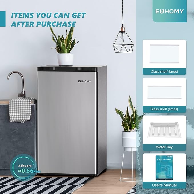 
                      
                        EUHOMY 3.2 Cu.Ft Mini Fridge with Freezer, Single Door Compact Refrigerator
                      
                    