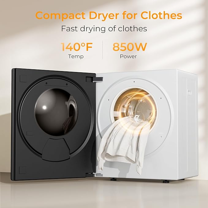 
                      
                        Euhomy Portable Dryer for apartments,Clothes Dryer with 4 Modes,1.5cu.ft Compact Dryer,Load Capacity 5.5lbs,LCD Panel Control,Black&White
                      
                    