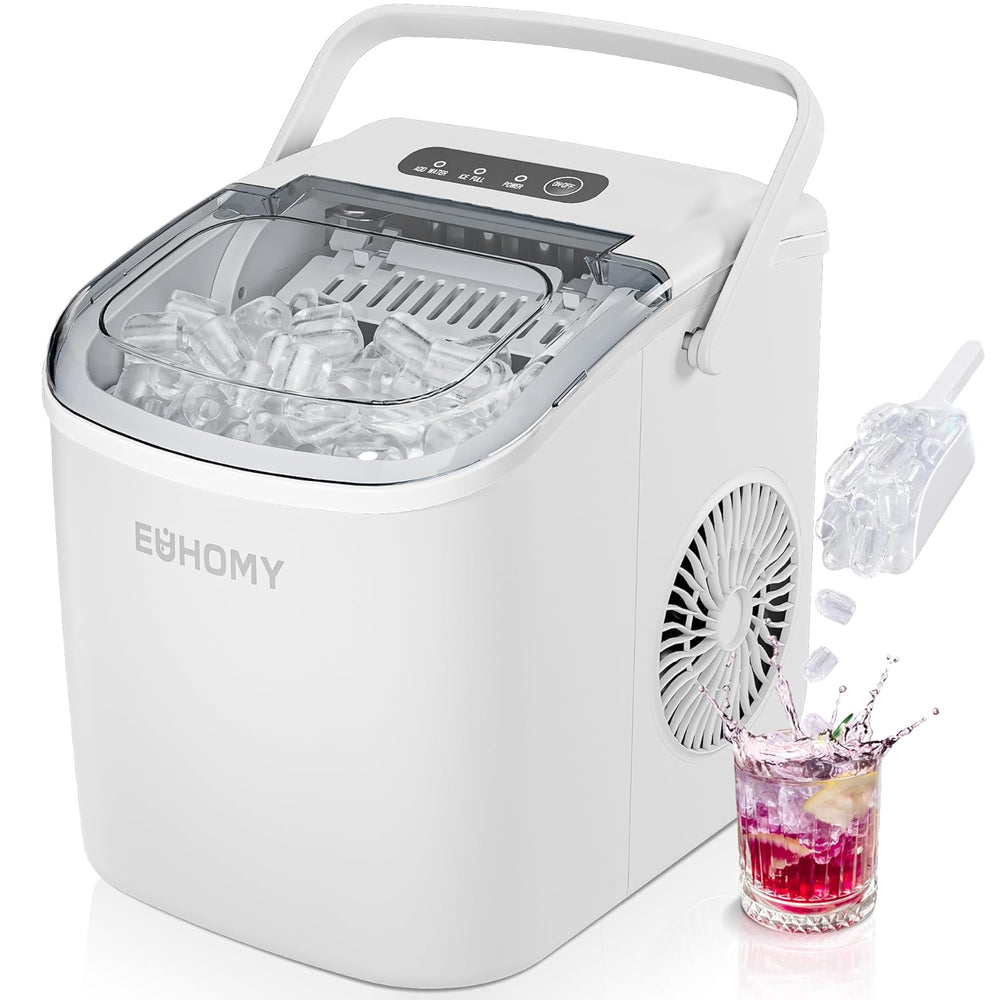 
                      
                        EUHOMY 12'' White Bullet Ice Portable Ultra Quieter Ice Maker with Handle Includes 2 Bottles of Cleaner - Euhomy
                      
                    