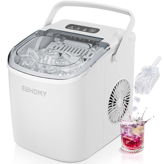 EUHOMY 12'' White Bullet Ice Portable Ice Maker with Handle