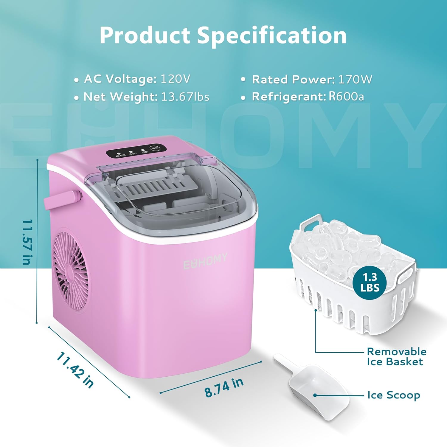 EUHOMY 製氷機 家庭用 ピンク 楽天市場】【楽天最安値に挑戦中！クーポンで9980円】製氷機