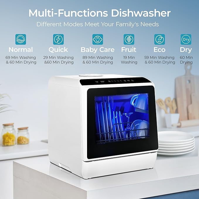 
                      
                        EUHOMY Mini Portable Dishwasher Countertop Compact Dishwashers, Tabletop Small Dishwasher
                      
                    