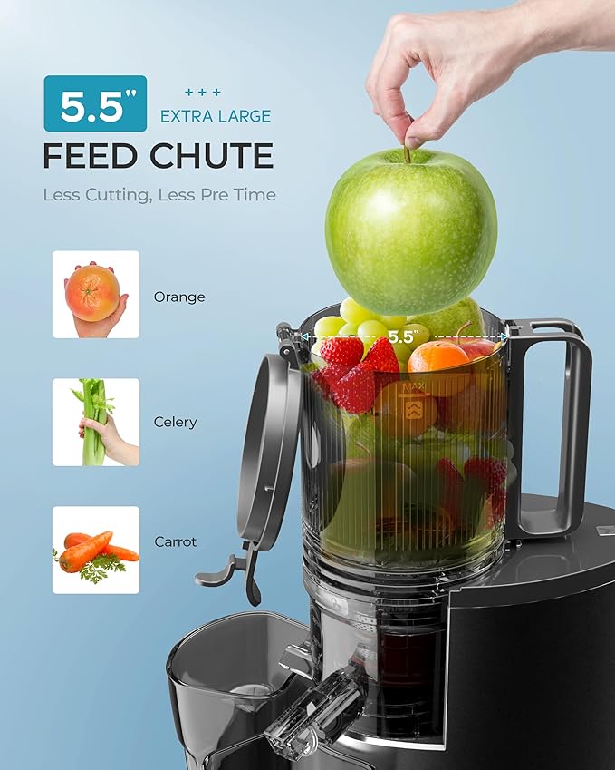 
                      
                        EUHOMY Extra Large Feed Chute Slow Masticating Juicer - Euhomy
                      
                    