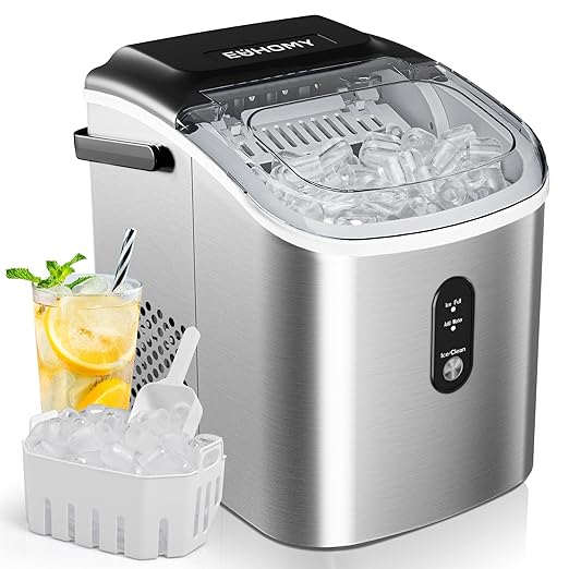 EUHOMY Countertop Ice Maker Machine with Handle 26.3lbs per Day 9 Bullet in 6 Mins