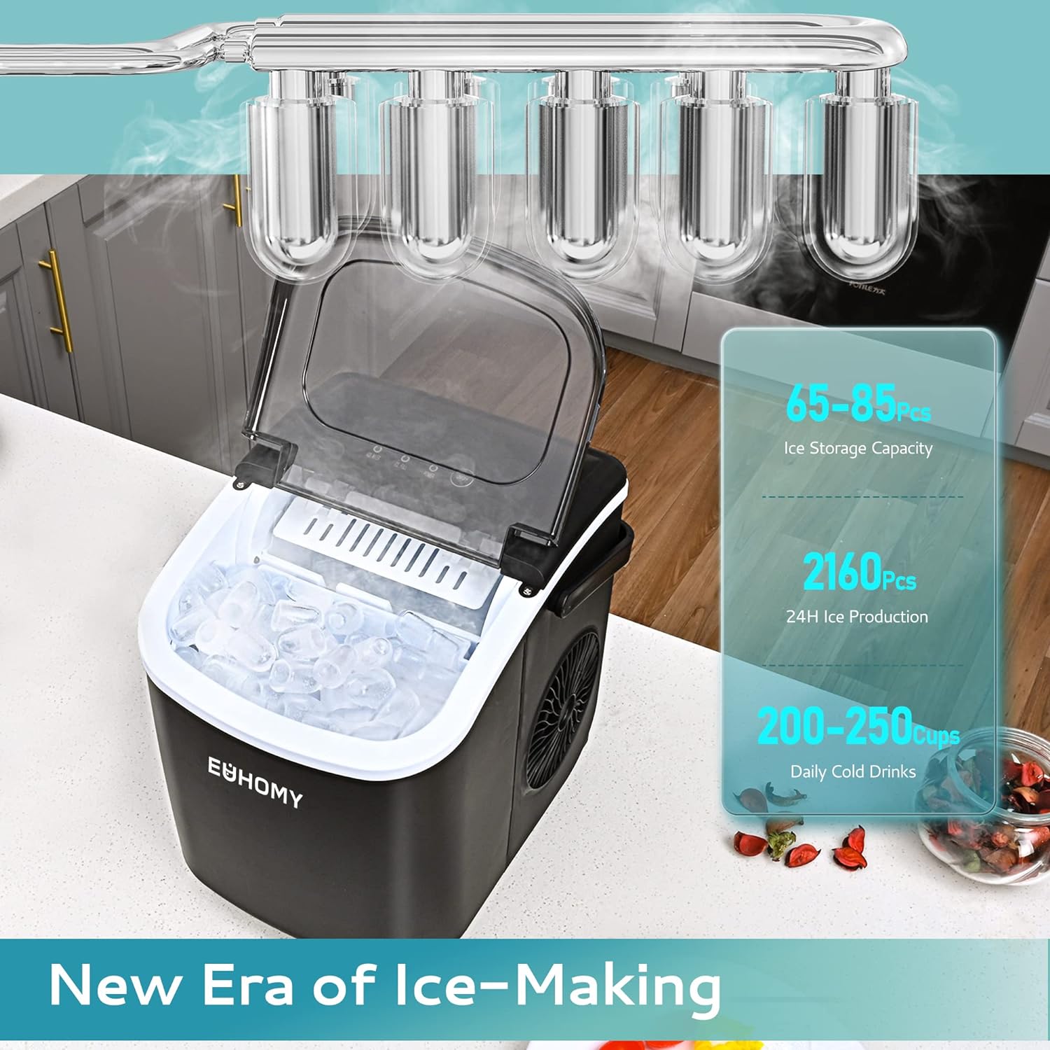 12 Inch Black Bullet Ice Portable Low Noise Ice Maker with