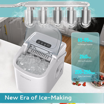 EUHOMY 12'' White Bullet Ice Portable Ice Maker with Handle