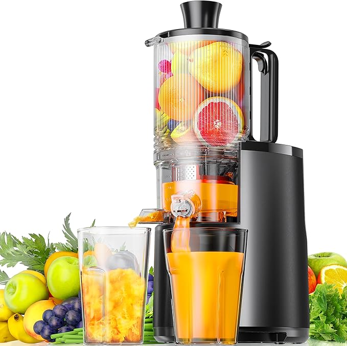 【Black Color Ships on May 16】EUHOMY Extra Large Feed Chute Slow Masticating Juicer