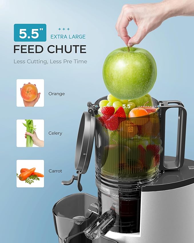 
                      
                        EUHOMY Extra Large Feed Chute Slow Masticating Juicer - Euhomy
                      
                    