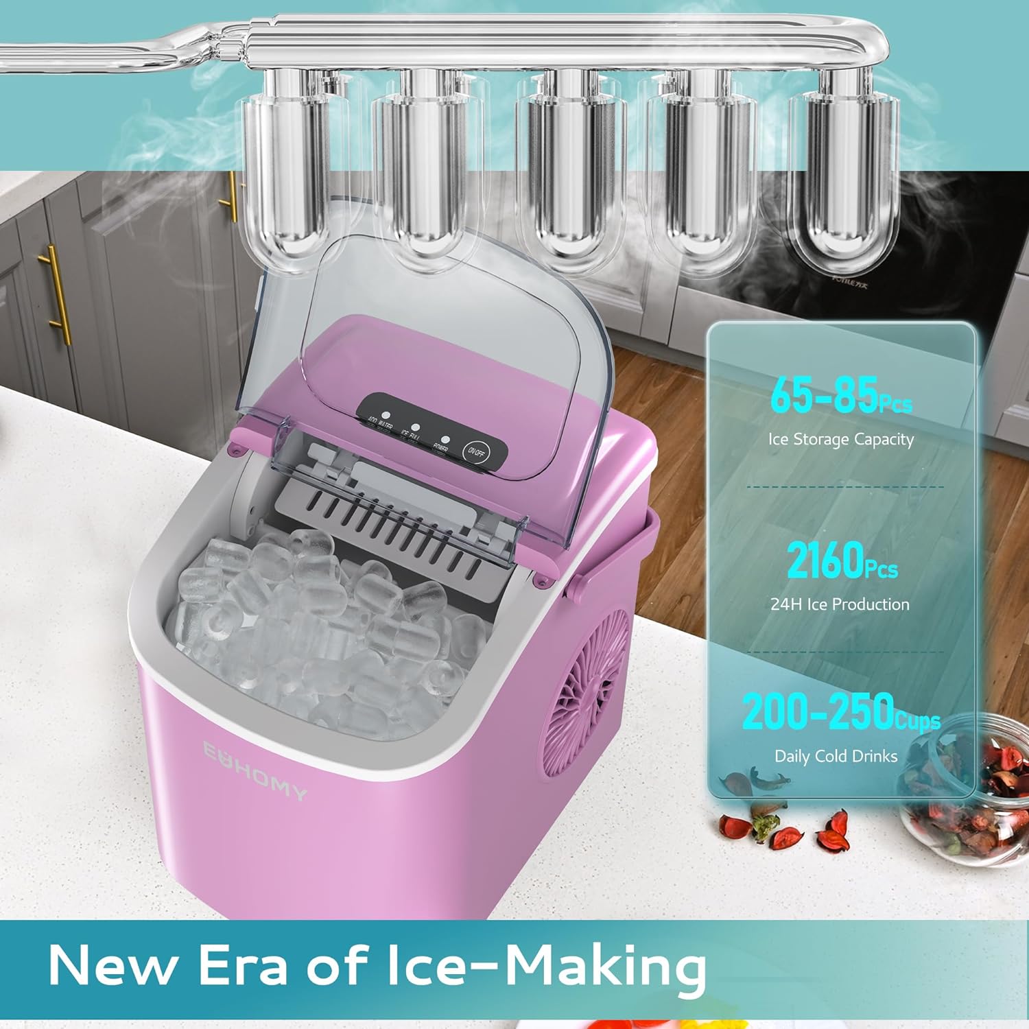 EUHOMY 製氷機 家庭用 ピンク 楽天市場】【楽天最安値に挑戦中！クーポンで9980円】製氷機
