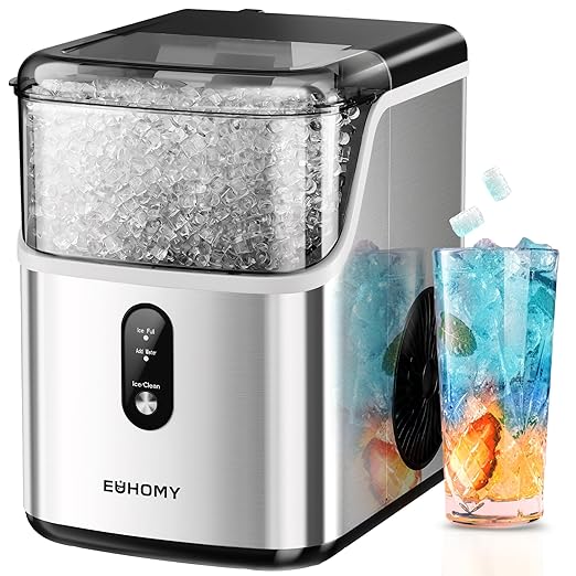 EUHOMY Pebble Ice Maker Machine with 35lbs/24H Soft Ice, Self-Cleaning - Euhomy