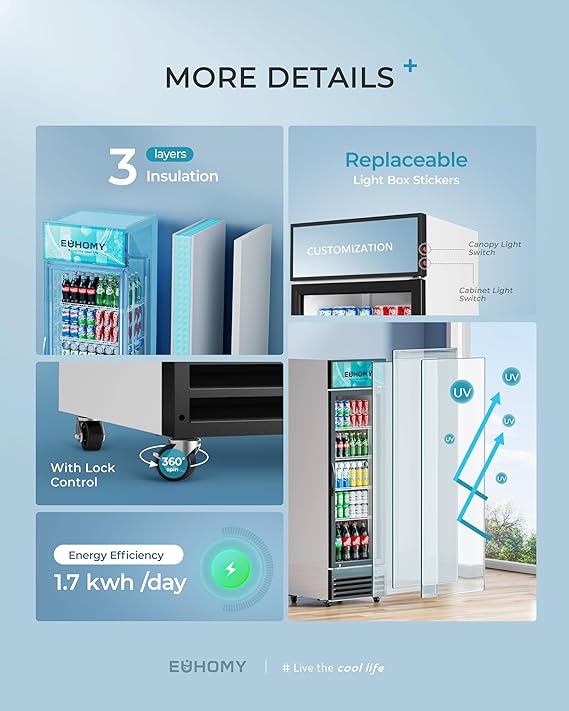 
                      
                        EUHOMY Commercial Display Refrigerator Glass Door Merchandiser Drink Fridge
                      
                    