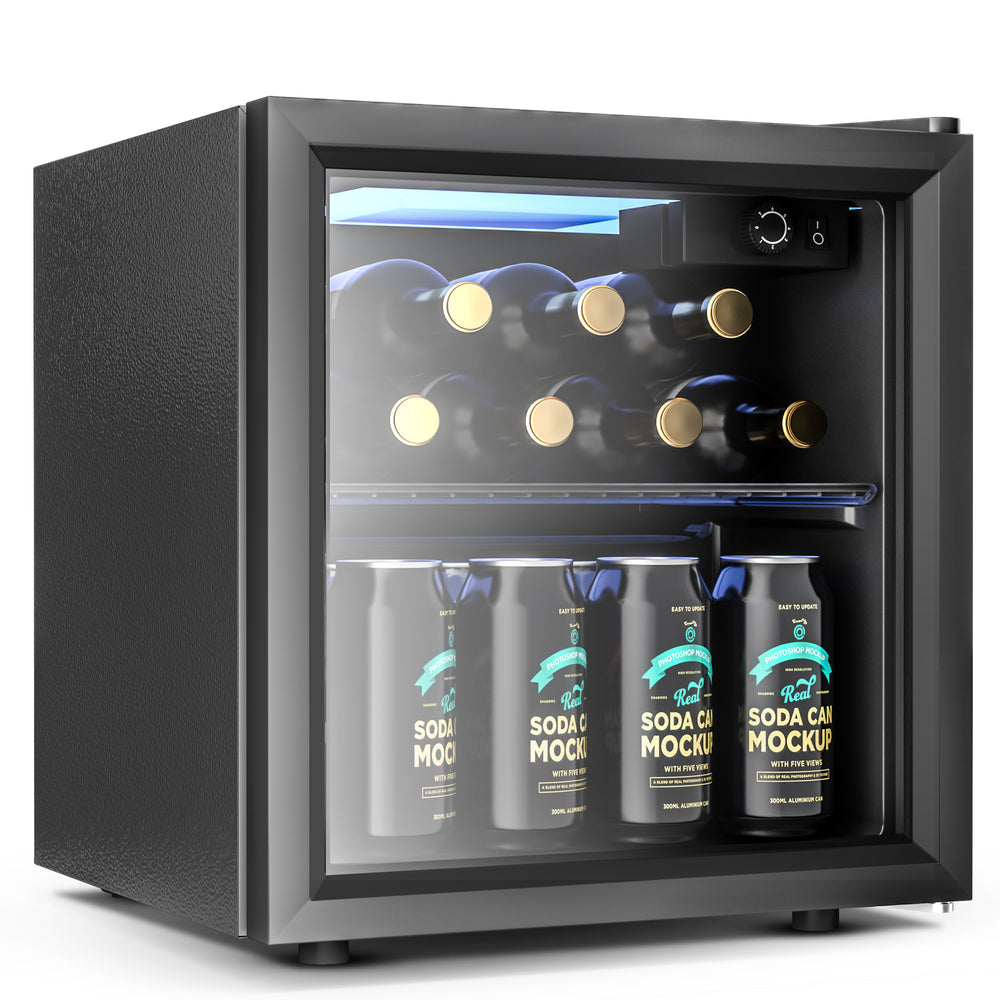 EUHOMY 55 Can Beverage Refrigerator Cooler-Mini Fridge Glass Door (1.3cu.ft)