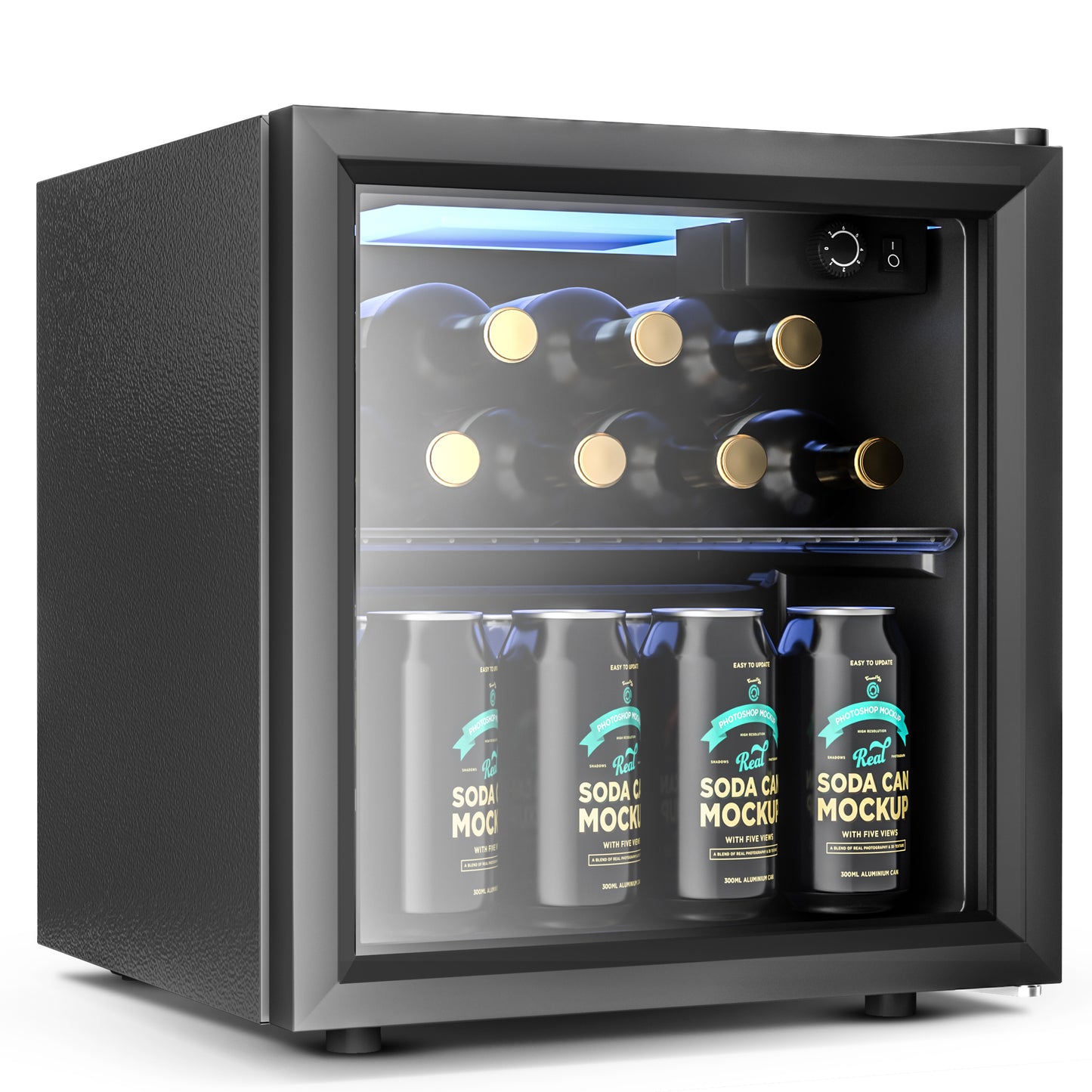 EUHOMY 55 Can Beverage Refrigerator Cooler-Mini Fridge Glass Door (1.3cu.ft) Wine Cooler - Euhomy