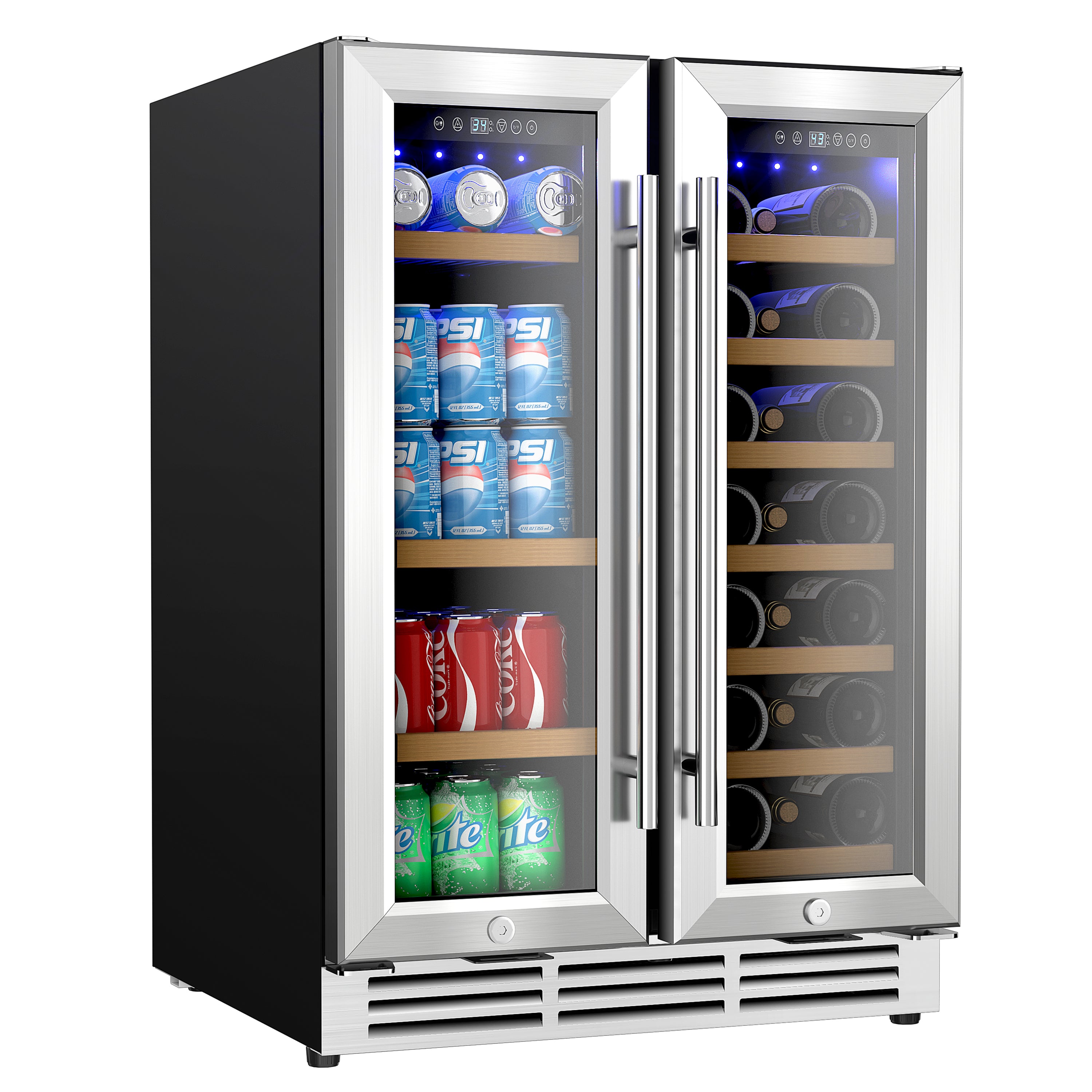 EUHOMY 24 Inch Beverage Refrigerator, 180 Can Under Counter Beer Fridg ...