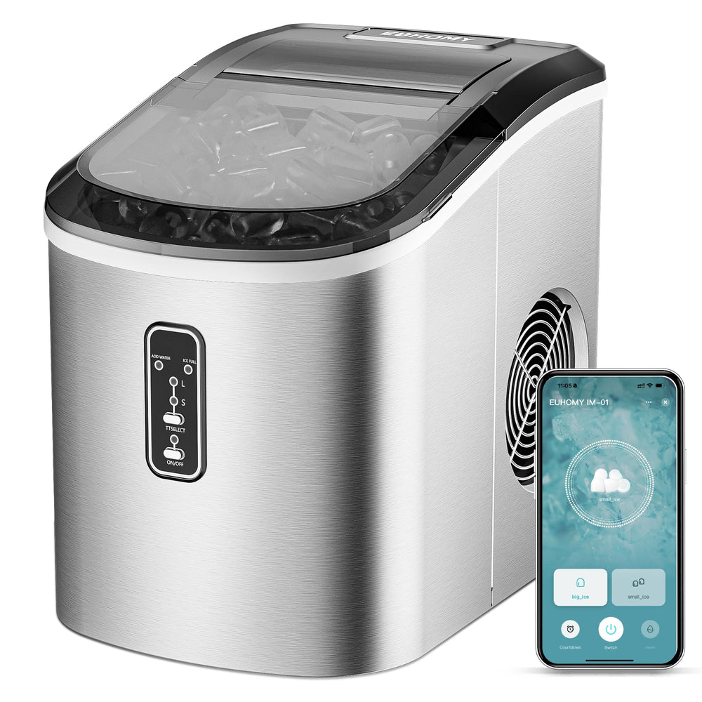 EUHOMY Smart Ice Makers Countertop 26lbs Self-Cleaning Portable Includes 2 Bottles of Cleaner - Euhomy