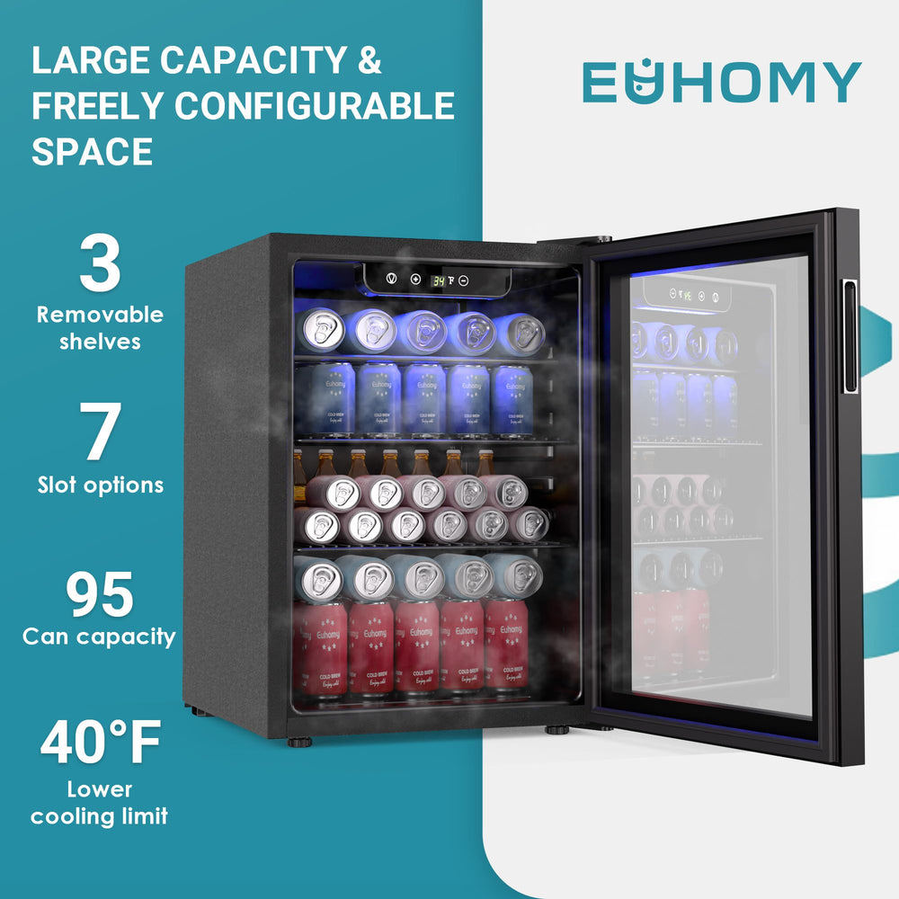 
                      
                        EUHOMY 100 Can Mini Fridge Glass Door Beverage Refrigerator Cooler
                      
                    